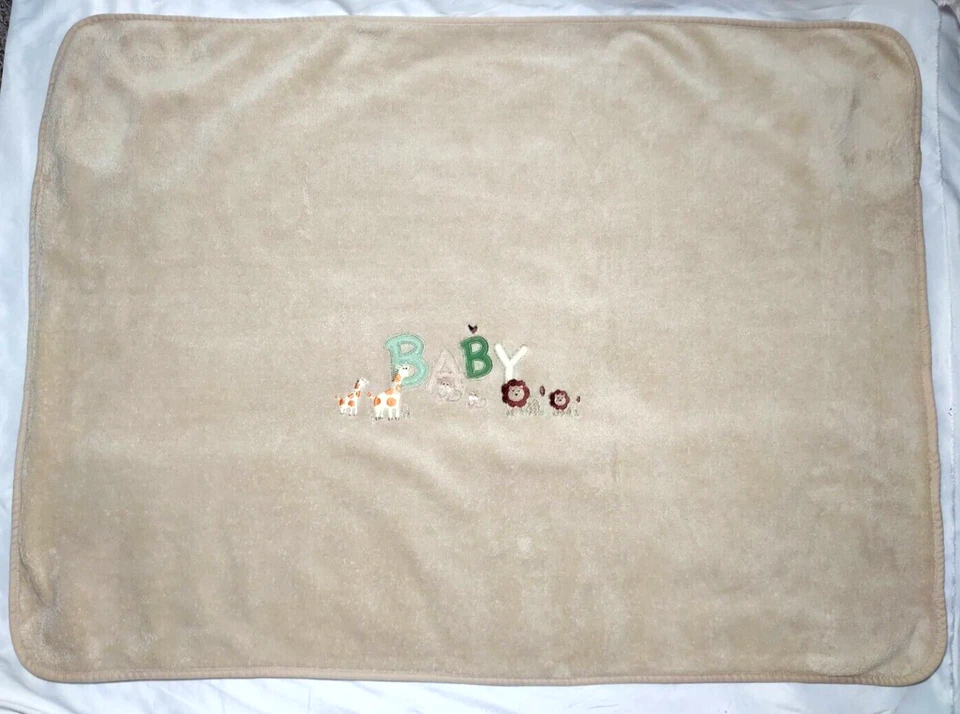 Northpoint BABY желтовато-коричневый коричневый флисовое одеяло лев жираф обезьяна джунгли сафари милый - Изображение 3 из 3