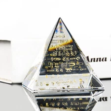 3DEgyptian Scripture Pyramid Paperweight Fengshui Crystal Prism Optical Religion