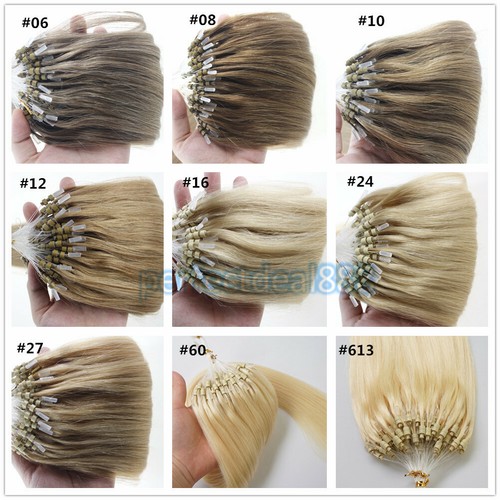 14 Zoll-24 Zoll 1g 7A* doppelt gezeichnet indischer Remy Loop Micro Ring Echthaarverlängerungen UK - Bild 7 von 165
