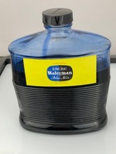 Waterman Master Ink Bottle, Art Deco Bottle, Cap is BHR,   Made in France (e471)