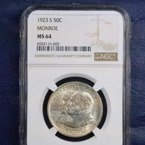 1923 S Monroe Doctrine Centennial Half Dollar 50c Commemorative - NGC MS 64