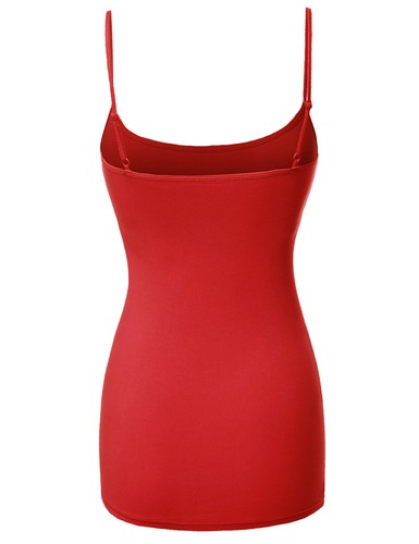 FashionOutfit Women Solid Long Length Adjustable Spaghetti Strap Tank Top - Picture 24 of 133