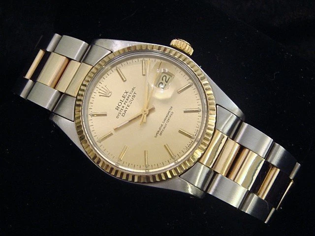 Rolex Datejust para hombre 2 tonos oro amarillo y acero inoxidable esfera champán 16013