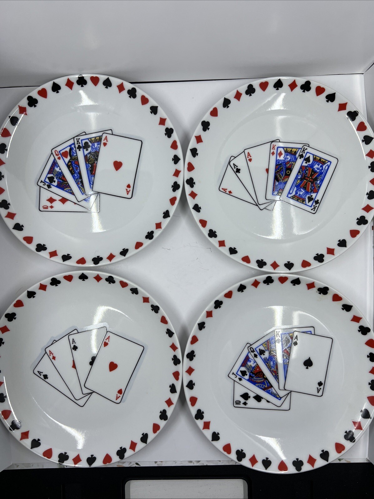 Vtg Playing Card Porcelain Plates 4 - 6.5