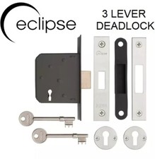 ECLIPSE Chrome Face 3 Lever Mortice DeadLock 63mm Case Depth