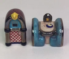 RUSS Jerry Berta Diner Collection Salt And Pepper Shakers DINERS BOOTH & JUKEBOX