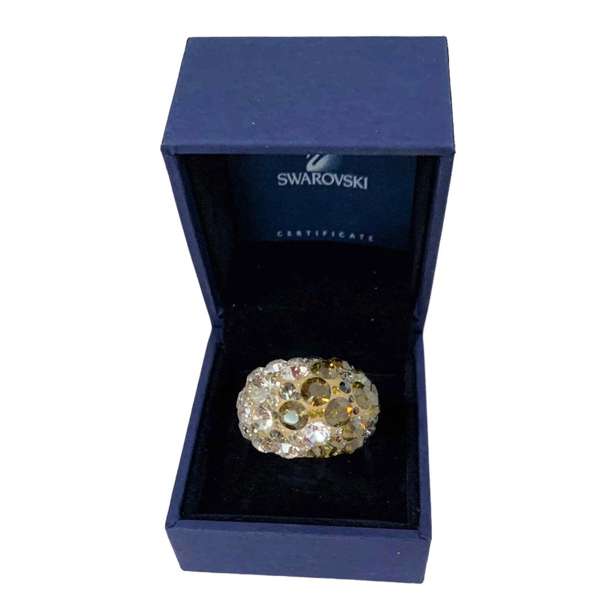 Swarovski Cinderella Ring Chocolate Clear Crystals Size 7