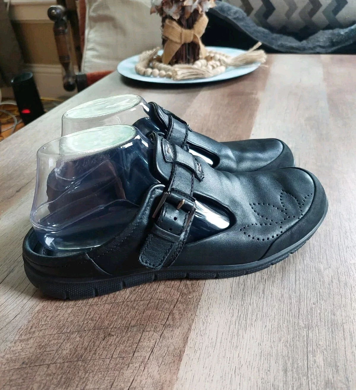 Sandali slip on ECCO Mary Jane da donna in pelle nera taglia 8 8 5 US