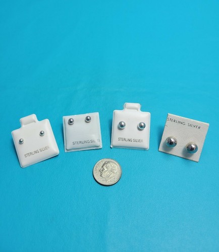 Beautiful Vintage Sterling Silver Ball Stud Earrings Small Medium Large Choose - Picture 8 of 16