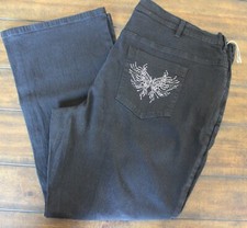 DG2 Diane Gilman Black Denim Jeans Sz 22WP NWOT L 69