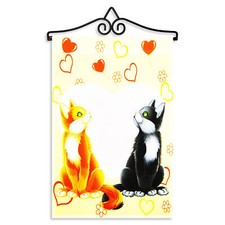 Garden Flag Cats in Love 12x18IN  Hanger 14IN Printed Poly