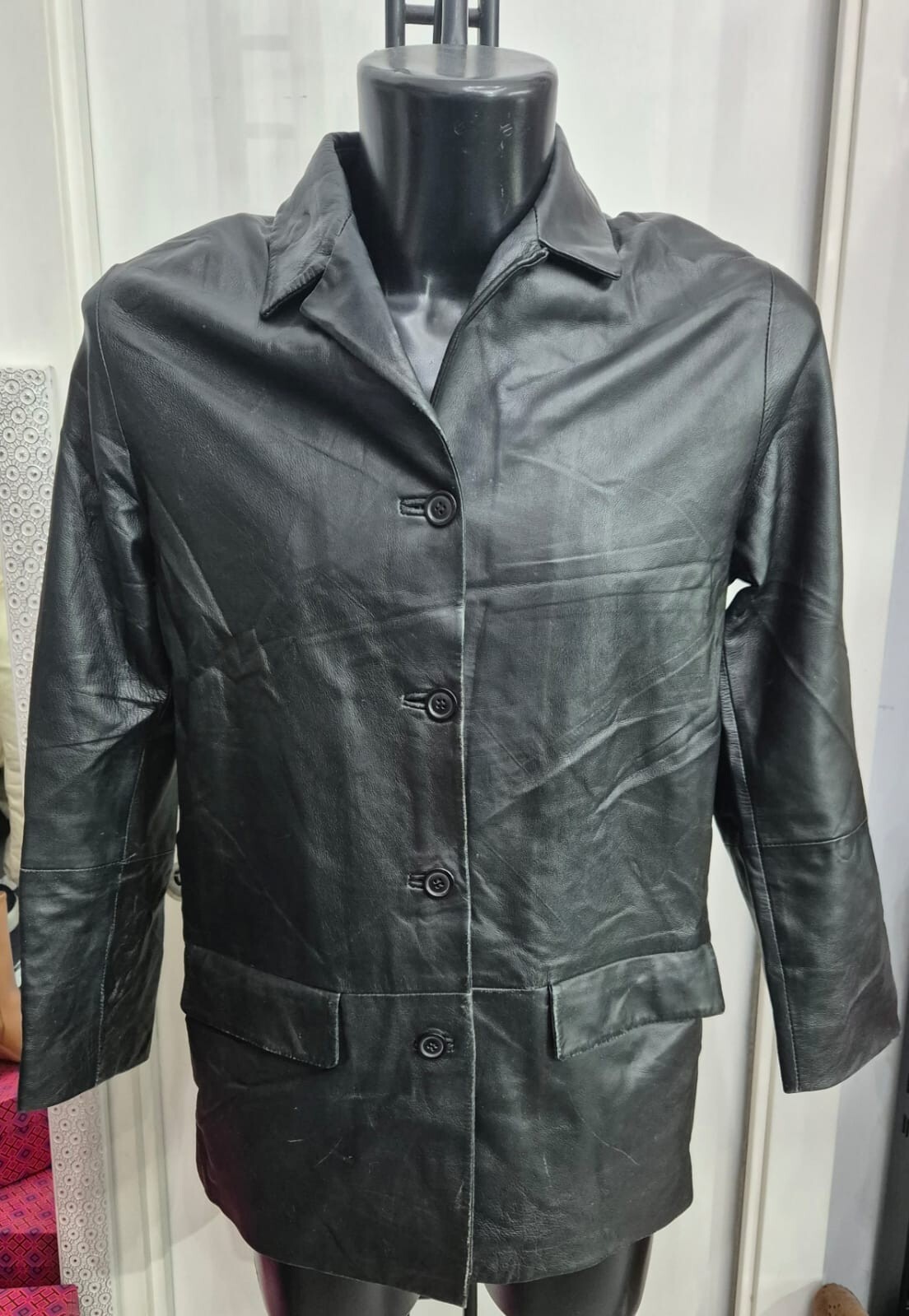 Andrea Mare Womens Black Size S Used Leather Jacket LLR14