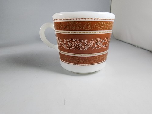Vintage Pyrex Tableware By Corning Brown Scroll Coffee Cup Mug Set of 6 - Picture 19 of 21