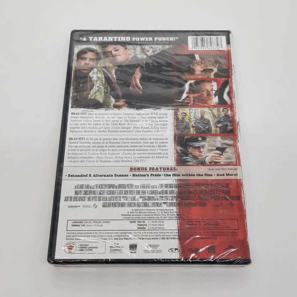 Inglorious Basterds DVD Brad Pitt Brand New Sealed 2009 Quentin Tarantino - Image 2 of 2