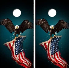 American Eagle With Flag Cornhole Board Wrap LAMINATED Decal Vinyl Sticker #4020