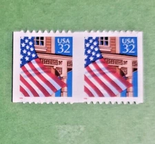 US MNH Postage Stamp-Scott #2921 Flag Over Porch 32c Booklet Pair 1996 Red Date