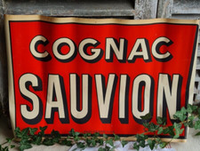 ANCIENNE AFFICHE PUBLICITAIRE CAFE BISTRO COGNAC SAUVION