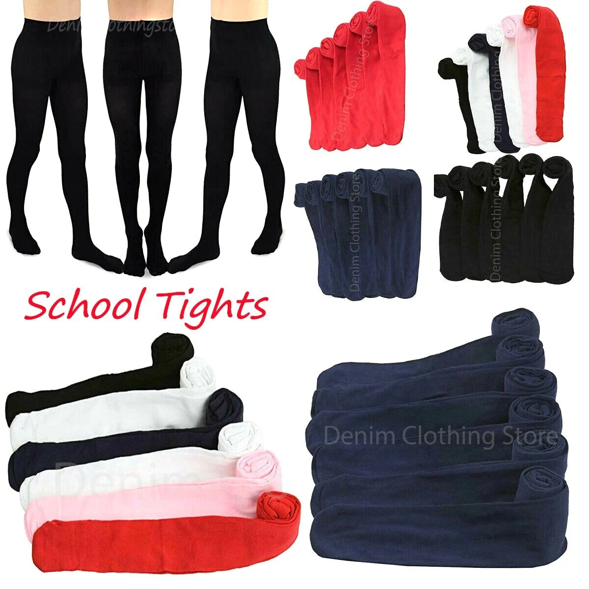 6 Girl Toddlers Kids Solid Tights Under Skirt Dresses Casual Uniform School  Lot