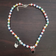 Disney Colorful Beaded Rainbow Adjustsble Necklace Minnie  Mickey