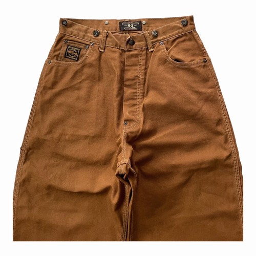 Pantaloni da lavoro RRL doppi RL marroni falegname con fibbia posteriore vita alta - Foto 3 di 13