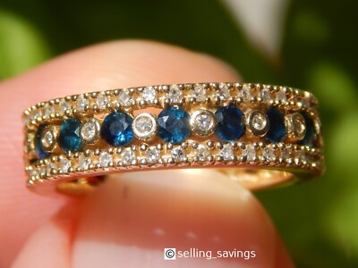 14K YELLOW GOLD EFFY TCW DIAMOND SAPPHIRE FULL ETERNITY