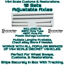 Axles 10 Sets 28mm For 1/64 Scale Custom Restoration Real Rider Hot Wheel