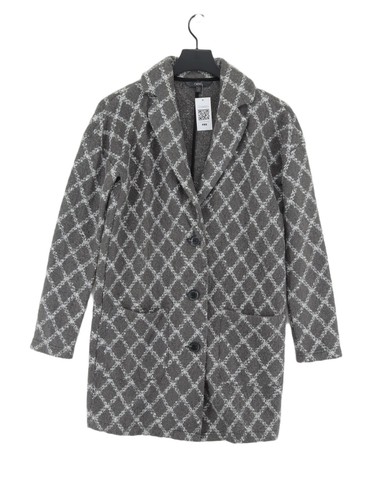 Next Women's Coat S Grey Acrylic with Polyester Overcoat