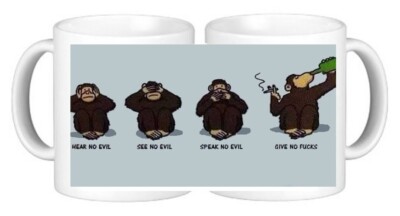 RUDE Hear No Evil Speak No Evil See Evil No Give No F**ks Keramik Kaffeebecher