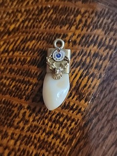 Antique BPOE 10k Gold Elk Tooth Pendant or Fob Fraternal Jewelry 2.6 Grams Ruby