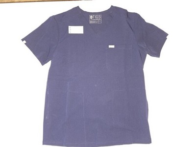 FIGS Chisec Three-Pocket Scrub Top Small Navy Blue
