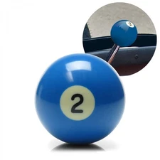 Blue Number 2 Solid Billiard Pool Ball Custom Shift Knob - Steel 16mm Insert 