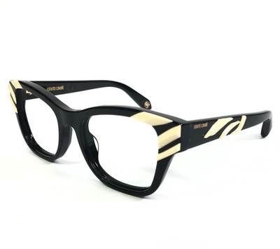Roberto Cavalli Eyeglasses Frame VRC084M COL. 700Y Black Ivory Cat Eye 50-18-135