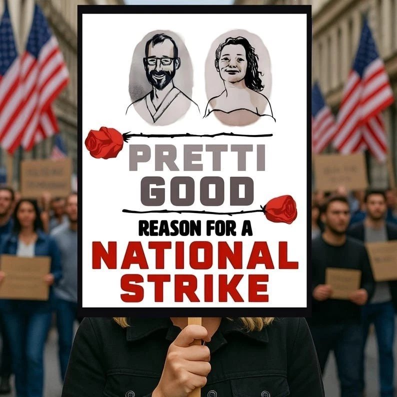 Justice for Alex Pretti, Abolish ICE Immigration Human Rights Protest Sign Poste