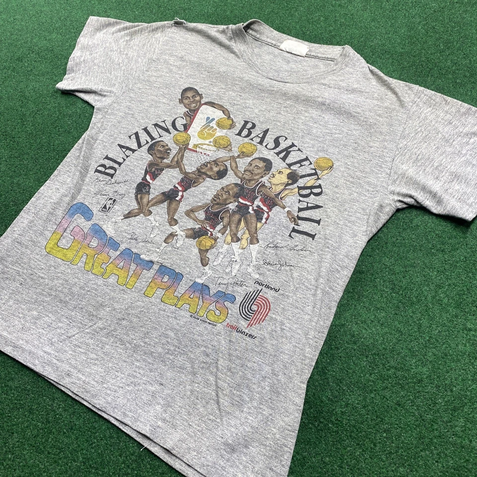 Vintage Portland Trailblazers Shirt Mens M Gray 80S Caricature NBA Basketball - Image 2 of 4