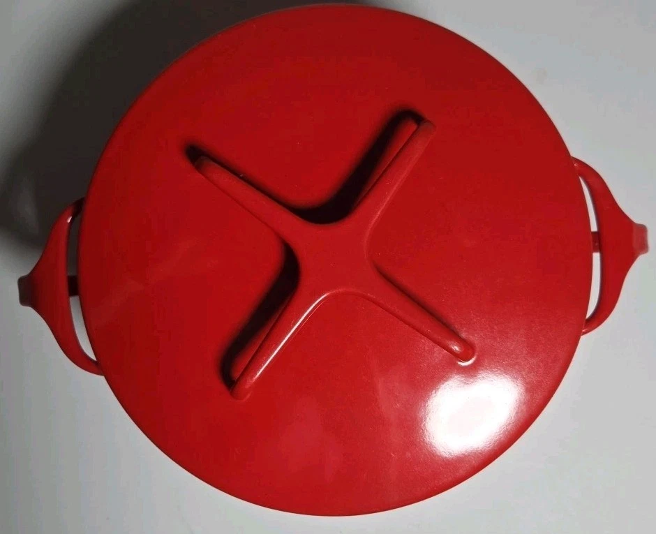 VTG MCM DANSK Designs IHQ Kobenstyle 3 QT Red Enamel Dutch Oven Pot 1960s