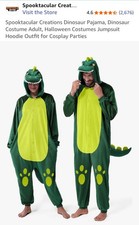 Spooktacular Creations Unisex Adult Dinosaur Pajamas Plush Dinosaur, Medium