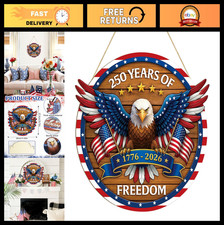 Patriotic 4th of July Wreath - 250 Years of Freedom, Eagle Decor for Front Door