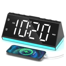 Digital Clock, Loud Alarm Clock for Heavy Sleepers Adults, Bedside Black+white