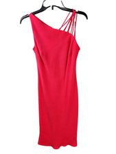 Evan-Piccone Assymetrical Strappy Bodycon Dress Size 4 Hot-Pink Sleeveless