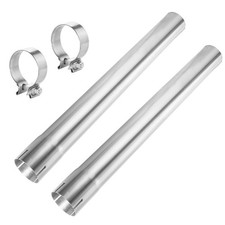 2pcs 3 Inch Stainless Steel Exhaust Tube 22.8 Long Straight Pipes With Clamps