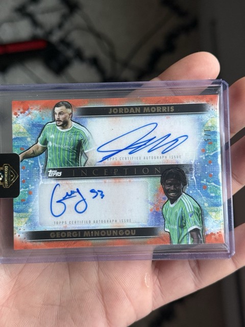 2025 Topps Inception MLS Jordan Morris Georgi Minoungou Dual Auto Orange 1/5