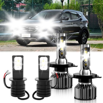 For Hyundai Santa Fe 2001 LED Headlight Bulb Hi/Low+Fog Light Combo Super Bright