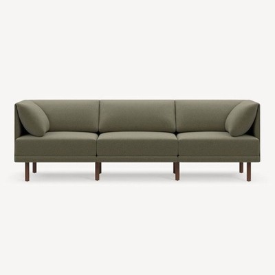 Burrow Range 3-Seat Sofa in Olive Green with Walnut Legs