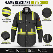 Flame Resistant FR High Visibility Hi Vis Shirt - 88 C/12 N - 7oz
