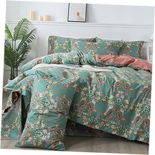 Floral Duvet Cover Button Closure 100 Cotton 600 TC Teal Queen Maui Blue