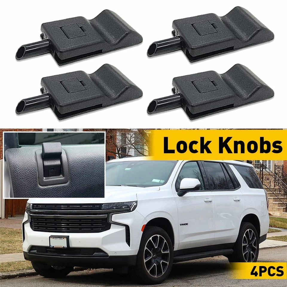 4 perillas de bloqueo de puerta delanteras/traseras negras accesorios para GMC Yukon/Yukon XL 2007-2014 Foto 2 de 4