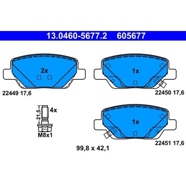 ATE 13.0460-5677.2 Bremsbelagsatz, Scheibenbremse-image