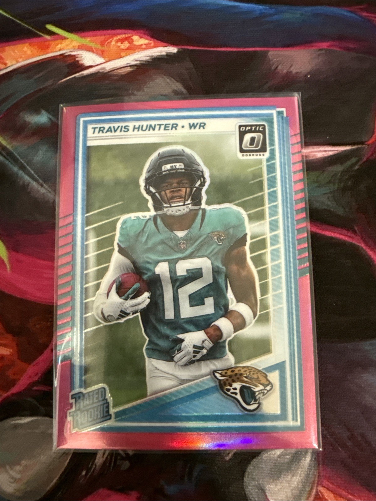 2025 Donruss Optic Travis Hunter Rated Rookie Pink Prizm RC #201 Jaguars