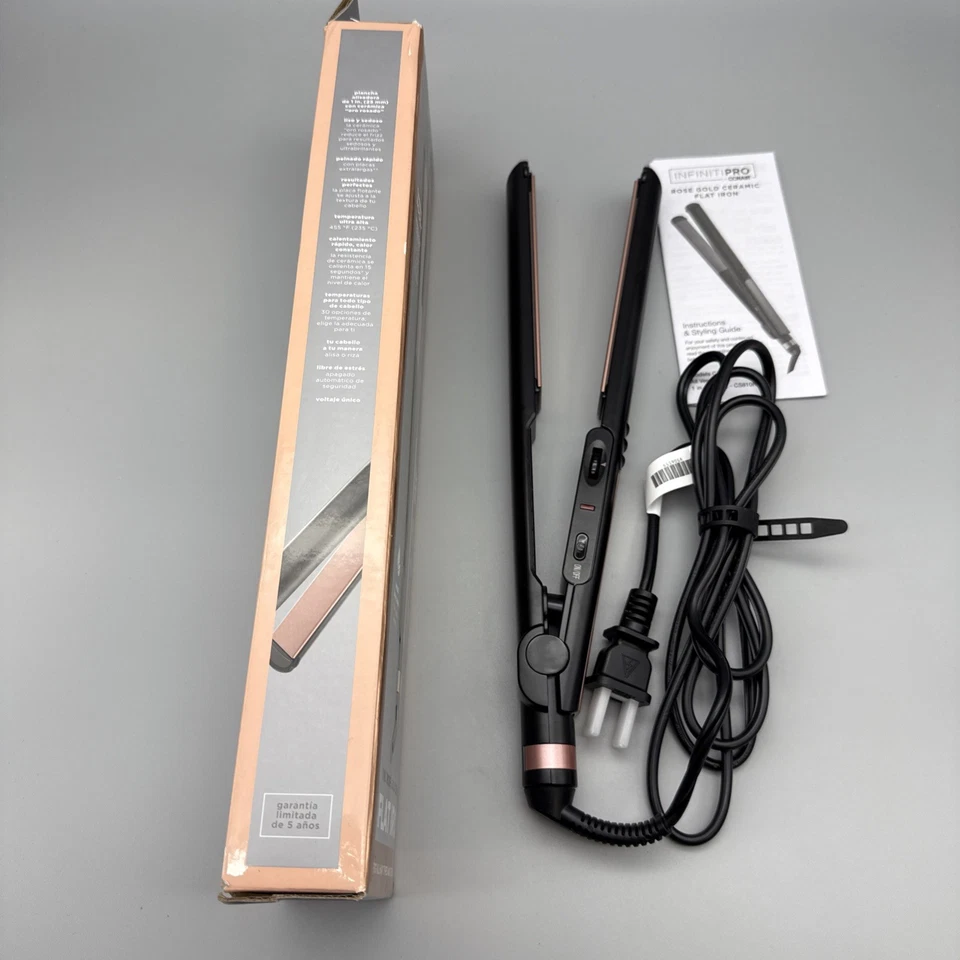 Plancha de pelo InfinitiPro de Conair, SHINE BOOST, oro rosa, plancha de 1"" Foto 4 de 4