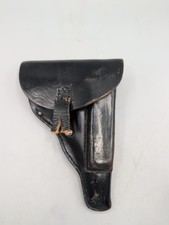 WWII/2 allemand cuir noir petit cadre étui pistolet bout de languette de traction manque